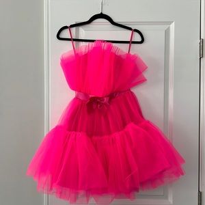 Hand maid Special occasion Neon Pink dress